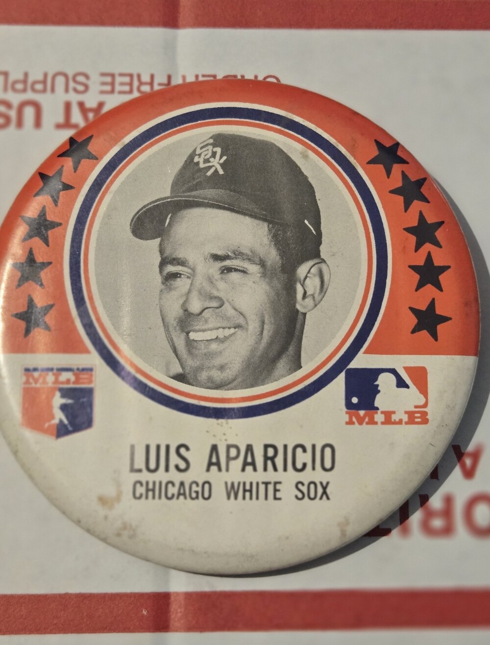 MLB Luis Aparicio Chicago White Sox Red, Blue, White Pinback
